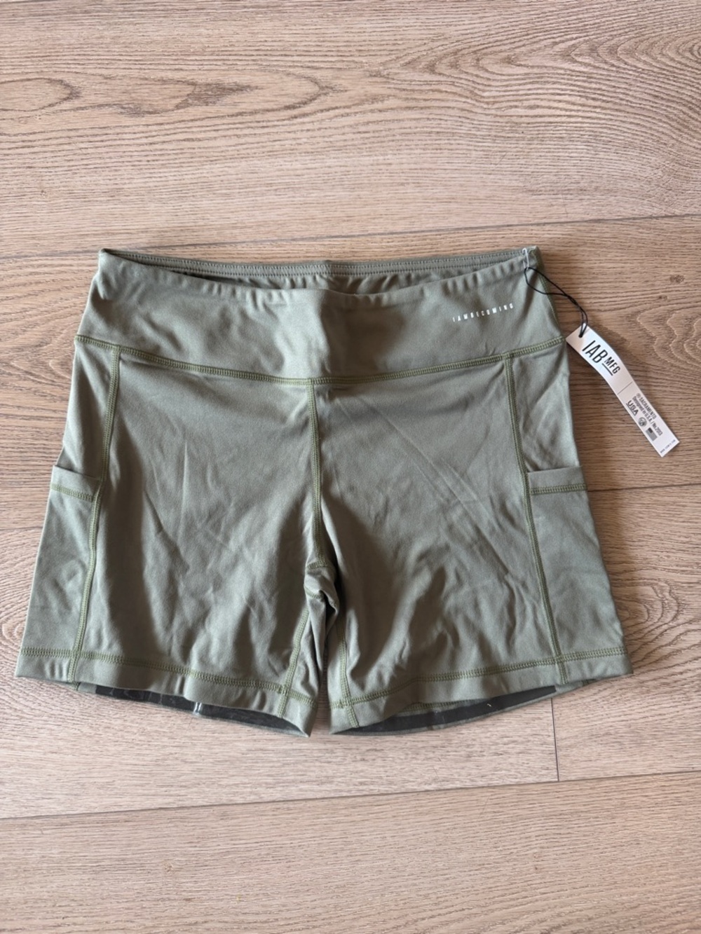 IAB MFG Olive Green High-Rise Athletic Shorts with Side Pockets